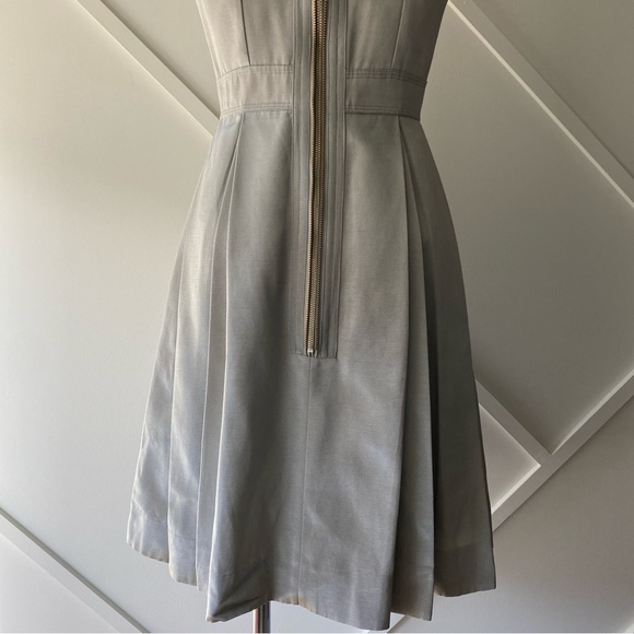 Pink Tartan Silver Taffeta Pleated Sleeveless Flare Dress - 2 - Picture 7 of 13